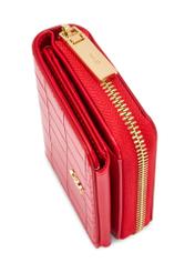 Malá červená dámska peňaženka z krokodílej kože POREC-0352 A-42(Z 25), detail produktu, pohľad na bielom pozadí.