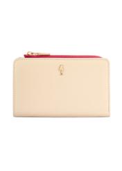 Dámska kožená peňaženka v krémovej farbe PORES-0983-0P(W26), pohľad spredu na bielom pozadí.