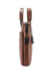 Hnedá kožená pánska taška TORMS-0488-1H(W26) - bočný pohľad na produkt, na bielom pozadí.