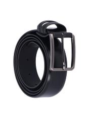 Čierny pánsky kožený opasok PASMS-0284-99(Z26), diagonálny pohľad na produkt na bielom pozadí.