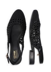 Čierne pletené dámske topánky BUTYD-1252-99(W26), pohľad zhora na produkt na bielom pozadí.