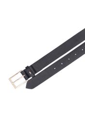 Čierny kožený dámsky opasok PASDS-0346-99(Z26), pohľad na produkt zhora na bielom pozadí.