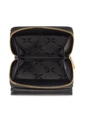 Malá čierna kožená dámska peňaženka PORES-0802R-9I(W26), pohľad na produkt vo vnútri na bielom pozadí.