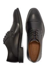 Pánske kožené čierne topánky BUTYM-0483-99(W26), pohľad zhora na produkt na bielom pozadí.