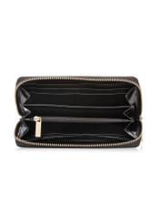 Dámska kožená peňaženka tmavohnedej farby PORES-0986-1I(W26), pohľad na produkt vo vnútri na bielom pozadí.