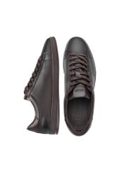 Hnedé pánske kožené topánky BUTYM-0490-1I(W26), pohľad zhora na produkt na bielom pozadí.