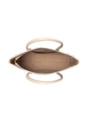 Veľká svetlobéžová dámska kabelka s vrkočom TOREC-1168-1A(W26), pohľad na produkt vo vnútri na bielom pozadí.