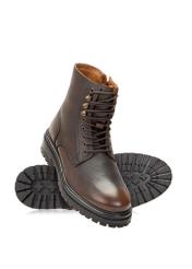 Hnedé pánske kožené členkové topánky BUTYM-0518-09(Z25)