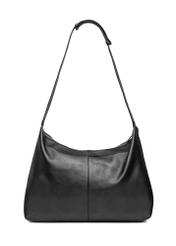 Čierna kožená veľká kabelka TORES-1239-99(W26), pohľad na produkt zozadu na bielom pozadí.