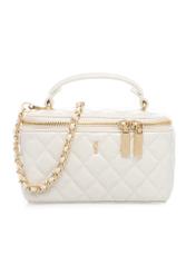 Dámska krémová kozmetická taška TOREC-1197-0A(W26), pohľad spredu na bielom pozadí.