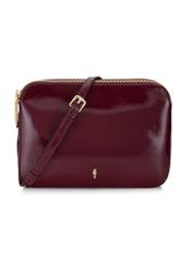 Bordová lakovaná dámska messenger taška TOREC-0205F-43(Z25), predný pohľad na produkt na bielom pozadí.
