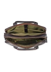 Hnedá pánska kožená taška TORMS-0504-1I(W26), pohľad na produkt vo vnútri na bielom pozadí.