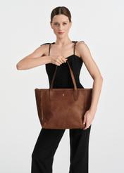 Hnedá kožená shopper kabelka TORES-1105-89 (W25)
