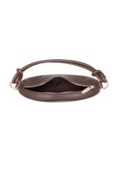 Hnedá malá dámska hobo kabelka TOREC-1097-89(Z25), pohľad na produkt vo vnútri na bielom pozadí.