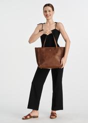 Hnedá kožená shopper kabelka TORES-1105-89 (W25)