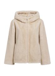 Béžový dámsky kožuch na zips FUTDP-0057-80(Z25)