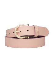 Ružový dámsky kožený opasok PASDS-0274-5B(W26), pohľad spredu na bielom pozadí.