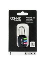 Čierny kombinovaný zámok AW-015-0001-99(W25), pohľad spredu na výrobok v balení na bielom pozadí.