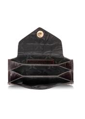 Malá hnedá kožená dámska peňaženka PORES-0890-1H(W26), pohľad na produkt vo vnútri na bielom pozadí.