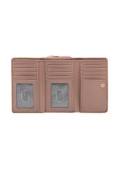 Veľká ružová kožená dámska peňaženka PORES-0801H-5D(W26), pohľad na produkt vo vnútri na bielom pozadí.