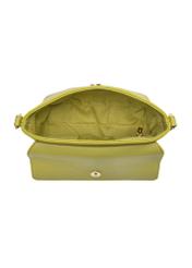 Malá dámska kabelka cez rameno v limetkovo zelenej farbe TOREC-0916-8G(W26), pohľad na produkt vo vnútri na bielom pozadí.