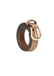 Dámsky kožený opasok tmavo béžovej farby PASDS-0303-1C(W26) - pohľad spredu na produkt, na bielom pozadí.