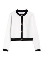 Biely dámsky kardigan KARDT-0053-12(Z25), pohľad na produkt spredu na bielom pozadí.