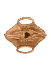 Polkruhová béžová tkaná kabelka TOREC-0940-1E(W26), pohľad na produkt vo vnútri na bielom pozadí.