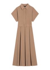 Modalové midi košeľové šaty SUKDT-0283-1D(W26), pohľad spredu, izolované na bielom pozadí.