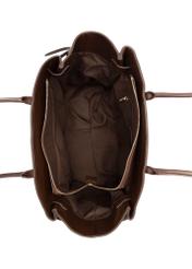 Veľká hnedá dámska kabelka TOREC-1135-1H(W26), pohľad na produkt vo vnútri na bielom pozadí.