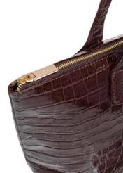 Dámska hnedá kožená nákupná kabelka TORES-0939F-1H(W26), detail produktu na bielom pozadí.