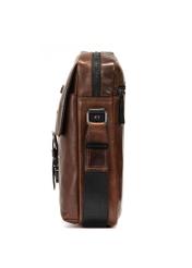Pánska hnedá kožená taška TORMS-0104-1H(W26), bočný pohľad na produkt na bielom pozadí.