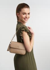 Tmavobéžová dámska crossbody kabelka s retiazkou TOREC-0767B-82(W25)