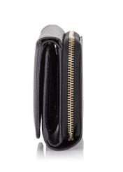 Veľká čierna kožená dámska peňaženka PORES-0801R-9I(W26), bočný pohľad na produkt na bielom pozadí.