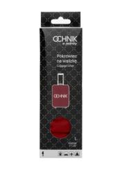 Červený kryt na veľký kufor s logom AW-013-0002-4B-L(W26), pohľad spredu na produkt v balení.