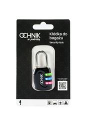 Čierny kombinovaný zámok AW-015-0005-99(W26), pohľad spredu na výrobok v balení na bielom pozadí.