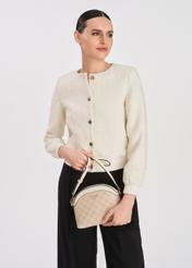 Béžová crossbody kabelka s polkruhovým tvarom a monogramom TOREC-1025-81(W25)