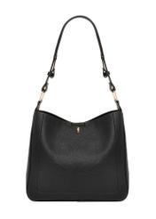 Čierna dámska hobo kabelka TOREC-1257-9I(Z26) - pohľad spredu na produkt, na bielom pozadí.