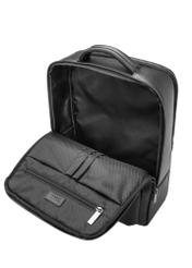 Pánsky čierny kožený batoh PLCMS-0024-99(W26) - pohľad na produkt zhora, na bielom pozadí.