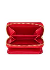 Malá červená dámska peňaženka z krokodílej kože POREC-0352A-42(Z25), pohľad na produkt zvnútra na bielom pozadí.