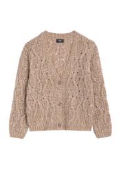 Dámsky kardigan v ťavej farbe KARDT-0054-24(Z25), pohľad na produkt spredu na bielom pozadí.