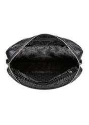 Čierna kožená taška na notebook TORES-1227-99(W26), pohľad na produkt vo vnútri na bielom pozadí.