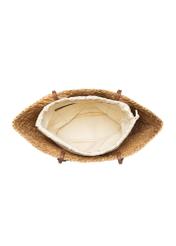 Veľká dámska nákupná taška zo slamy TOREC-1217-1E(W26), pohľad na produkt vo vnútri na bielom pozadí.