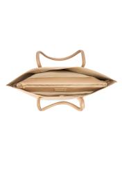 Béžová dámska nákupná taška TOREC-0938-1A(W26), pohľad na produkt vo vnútri na bielom pozadí.