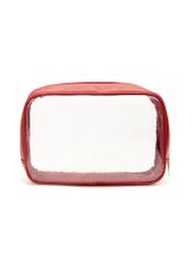 Veľká červená dvojdielna dámska kozmetická taška TOREC-0874A-41(Z25), pohľad zozadu na produkt na bielom pozadí.