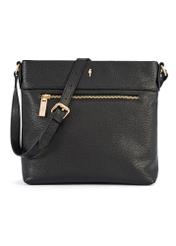 Čierna dámska kožená kabelka typu crossbody TORES-1151-99(Z25)