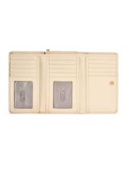 Veľká krémová kožená dámska peňaženka PORES-0801R-0B(W26), pohľad na produkt vo vnútri na bielom pozadí.