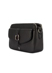 Čierna malá dámska kabelka TOREC-1175-99(W26) - diagonálny pohľad na produkt, na bielom pozadí.