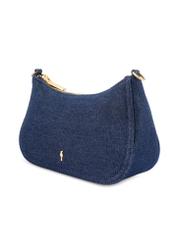 Malá džínsová dámska kabelka TOREN-0335-7H(W26), diagonálny pohľad na produkt na bielom pozadí.