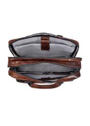 Pánska hnedá kožená taška TORMS-0100-1H(W26), pohľad na produkt vo vnútri na bielom pozadí.